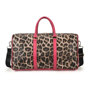 2023 Женская Универсальная сумка для багажа большой вместимости из леопардовой кожи, спортивная сумка, винтажная роскошная сумка-тоут на ночь и выходные
