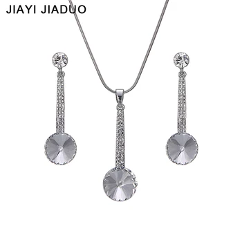 jiayijiaduo Блестящий свадебный ювелирный набор Серебряного цвета Ожерелье серьги для женщин очаровательный подарок в виде свадебного платья Аксессуары