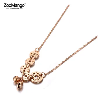ZooMango из нержавеющей стали в китайском национальном стиле, Старинные монеты и колокольчики, ожерелья-подвески для женщин, Этническое колье-чокер ZN19210