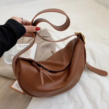 Женские сумки-хобо через плечо из мягкой искусственной кожи, женская сумочка, тренд 2023, летняя повседневная дизайнерская сумочка для клецек большой емкости