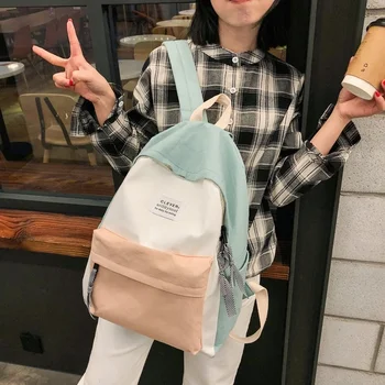 Женский холщовый рюкзак KUZAI, модная женская сумка через плечо, цветная школьная сумка для девочек-подростков, детский рюкзак Mochila