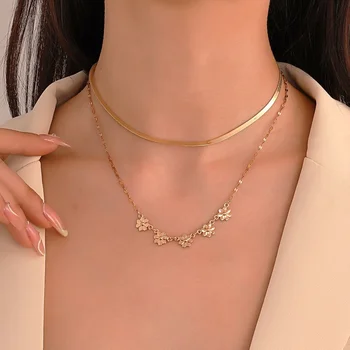 Женское ожерелье с подвеской в виде маргаритки на двойной цепочке Ins для женщин, новые аксессуары