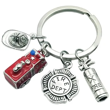 Значок огнетушителя, каска пожарного, 3D альтернативная цепочка для ключей пожарной машины