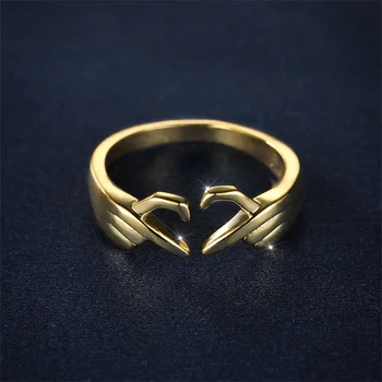 Изящное кольцо с сердечком Золотого цвета, минималистичные обручальные кольца на День Святого Валентина, Обещающие Обручальные кольца для женщин, ювелирные изделия