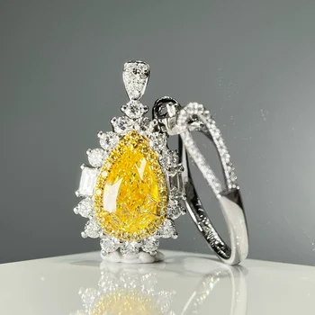 Кольца с желтыми бриллиантами GIC 2,02 карата, Золотые Обручальные кольца с бриллиантами, женские кольца для женщин, кольца с мелкими бриллиантами