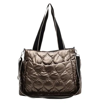 Модные Большие сумки с подкладкой Дизайнерские стеганые Женские сумки через плечо Роскошная нейлоновая космическая хлопковая сумка через плечо Зимняя сумочка