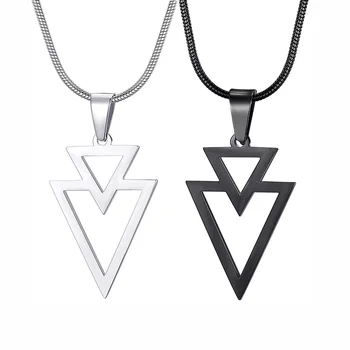 Модные ожерелья с треугольными подвесками Kpop для мужчин, винтажное Панк-геометрическое мужское ожерелье-цепочка из нержавеющей стали, уличная одежда, ювелирные изделия
