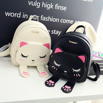 Рюкзак для кошек, черные школьные рюкзаки в консервативном стиле, забавная модная женская сумка через плечо из искусственной кожи, дорожный рюкзак Sac A Dos
