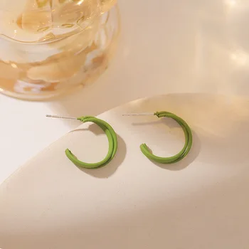 Серьги в стиле Ins, Корейские Матовые Темпераментные Простые серьги-гвоздики C Дизайном, Свежие Зеленые Модные серьги, Подарки на День рождения для женщин