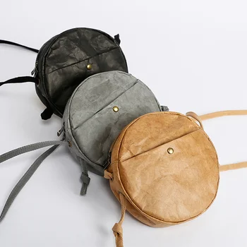 Сумки для женщин 2021 Сумки-мессенджеры Японские повседневные сумки через плечо Круглые легкие сумки из крафт-бумаги Школьные милые женские