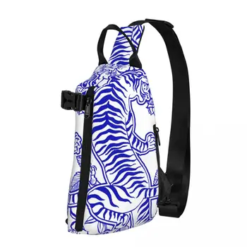 Сумки через плечо в стиле ретро с тигром, синяя повседневная нагрудная сумка с цветочным принтом, сумка для мальчика, велосипедная сумка для мотоцикла, школьные сумки через плечо с принтом