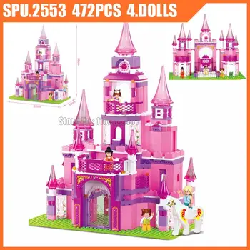 0152 472шт Розовый замок принцессы мечты для девочек Строительный блок Игрушечный кирпич