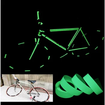 1,5 см * 3 м Велосипедная Флуоресцентная лента Предупреждение о безопасности езды в ночное время в дождь, Светящаяся Наклейка на Раму велосипеда, Наклейка на Аксессуары для велоспорта