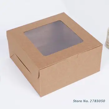 10 штук Коробка для кексов Прозрачное окно Внутри Прозрачные коробки для выпечки тортов для свадеб церемоний вечеринок Легкие Удобные для переноски