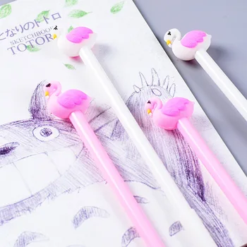 100 шт Корейских канцелярских принадлежностей Креативная ручка для подписи с нейтральным рисунком фламинго, студенческие канцелярские принадлежности, нейтральная ручка оптом