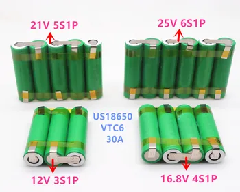 12 В - 25 В US18650 VTC6 3000 мАч 30 ампер для батареи отвертки 12,6 В сварная паяльная лента 3S1P аккумуляторная батарея 12,6 В (настроить)