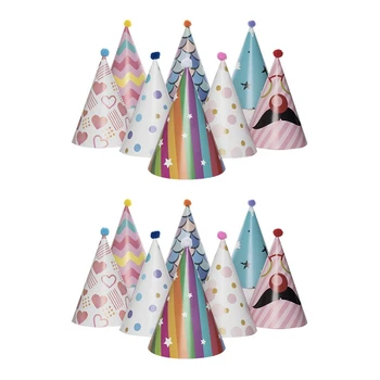 16шт бумажных Конусообразных шляп из золотой фольги с Днем Рождения для взрослых и детских вечеринок