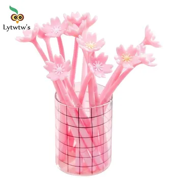 1шт силиконовых розовых креативных милых канцелярских принадлежностей Lytwtw в виде цветка сакуры Kawaii, канцелярских принадлежностей для школы, гелевой ручки Korea sweet pretty lovely