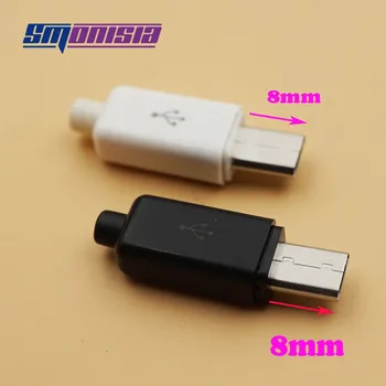 20 комплектов 4 в 1 Micro USB 5-контактный штекер Длиной 0,8 мм Разъемы USB-терминала сварочного типа Хвостовое гнездо для зарядки Белый Черный