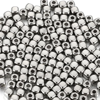 200шт 3/4 мм CCB квадратные бусины-распорки, родиевые мини-бусины для браслета, ожерелья, изготовления ювелирных изделий своими руками