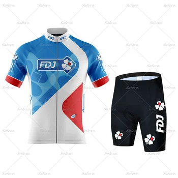 2023 FDJ Комплект велосипедной майки France Classic Team Велосипедная одежда Мужские рубашки для шоссейных велосипедов Костюм Велосипедные шорты MTB Maillot Cyclisme