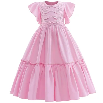 2023 Весенне-летнее кружевное платье принцессы для девочек 3-10 лет, Милое повседневное платье с цветочным рисунком, вечернее платье для фортепиано
