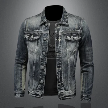 2023 Высококачественная новая мужская трендовая джинсовая куртка с полной вышивкой, джинсовый топ, бутик джинсовой моды, универсальное праздничное пальто
