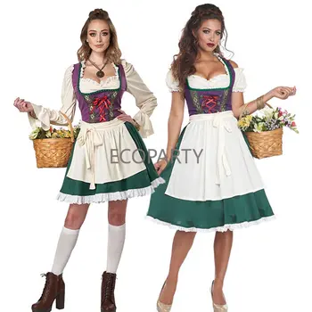 2023 Новый Карнавальный костюм Дирндль на Октоберфест в баварских традиционных клубах Фрейлейн, косплей официантки, маскарадное платье для вечеринки на Хэллоуин