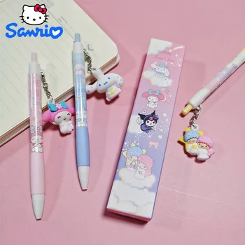 24шт Гелевые ручки Sanrio Melody Hello Kitty Kuromi Подвесной ролик Шариковая ручка Брелок с мультяшным сюрпризом Ручка для подписи Канцелярские принадлежности