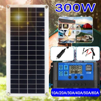 300 Вт 150 Вт Солнечная Панель 12 В Солнечная Ячейка 10A-60A Контроллер Солнечная Панель для Телефона RV Автомобиль MP3 Pad Зарядное Устройство Наружный Аккумулятор
