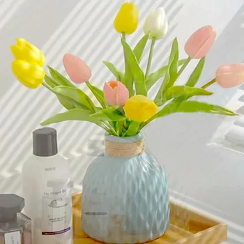 3шт Искусственных цветов тюльпана, настоящий искусственный цветок на ощупь для домашнего сада, Свадебное украшение гостиной, сделай сам, искусственное растение, Садовый декор