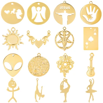 4шт Золотого цвета Love Alien Poker Подвески для изготовления ювелирных изделий Ожерелье ручной работы Кулон Серьги Аксессуары Оптом