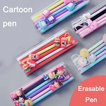 6шт Стираемая нейтральная ручка Cute Cartoon Ins Carbon Pen 0,5 мм с иглой Канцелярские принадлежности Корейские Канцелярские принадлежности