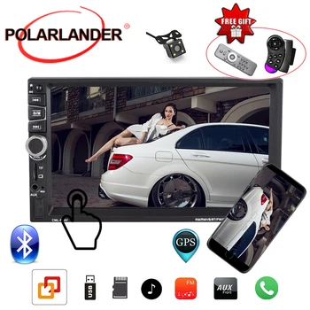 7-дюймовая зеркальная связь на 2 Din для Android, камера заднего вида, GPS-навигация, Bluetooth, автомобильный HD-аудио, MP5-плеер, мультимедийное автомобильное радио