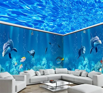 beibehang Современные высококачественные обои красивый 3D подводный мир серия dolphin модный фон для настенной росписи на заказ для всего дома
