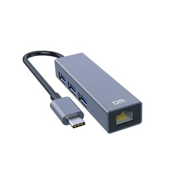 DM CHB002 Адаптер USB C к Ethernet с Концентратором Type C USB 2.0 3 Порта Сетевой карты RJ45 Lan Адаптер для Macbook USB-C Type