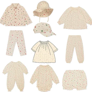 EnkeliBB KS 2023, Новые Комплекты одежды с рисунком сердца, Весенне-летняя одежда для девочек, Брендовая Одежда для малышей