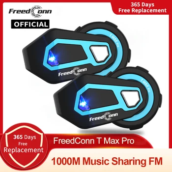 Freedconn T Max Pro Мотоциклетный Домофон Bluetooth Шлем Гарнитура 6 Всадников BT 5.0 1200 М FM Мотор Переговорное Устройство Коммуникатор Наушники