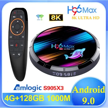 H96 Max X3 Amlogic S905X3 Smart TV Box Android 9,0 4 ГБ 64 ГБ 128 ГБ 5G Двойной Wifi BT4.0 1000M 4K 8K Телеприставка медиаплеер TVBOX