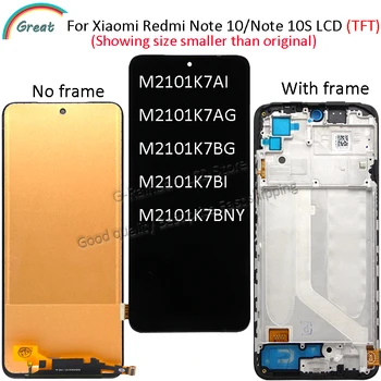 Incell Для Xiaomi Redmi Note 10 ЖК-дисплей с Рамкой M2101K7AG Сенсорная Панель Дигитайзер Экрана Для Redmi Note10 Note 10S Дисплей M2101K6G