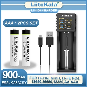 Liitokala Lii-100 Зарядное Устройство 1.2V AAA 900mAh Ni-MH Аккумуляторная Батарея Температурный Пистолет Игрушка Для Мыши с Дистанционным Управлением