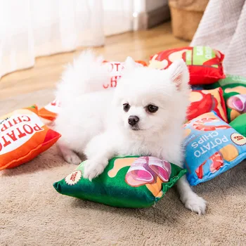 OUZEY-Игрушки для собак с картофельными чипсами, интерактивная игрушка для защиты от укусов, пищащая игрушка для маленьких и крупных собак, скрежещущая зубами щенка