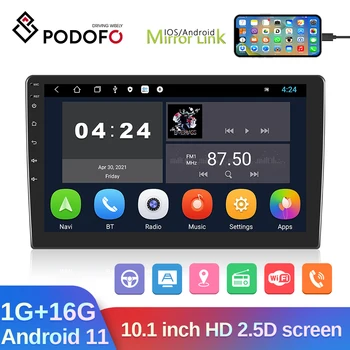 Podofo 10,1-дюймовый автомобильный радиоприемник Android для универсального мультимедийного плеера WIFI GPS Автомобильный радиоприемник Bluetooth FM для Toyota Nissan Honda
