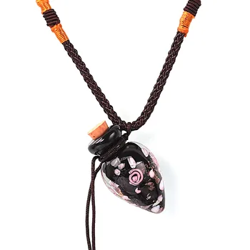 QIANBEI Модное ожерелье с цветочным кулоном Красочное Стеклянное ожерелье с подвеской Lampwork Диффузор эфирного масла Флаконы духов в форме сердца