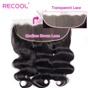 Recool Hair HD Прозрачная Кружевная Фронтальная застежка С Детскими волосами, Бразильская объемная волна, Швейцарское кружево, человеческие волосы HD Кружевная Фронтальная застежка