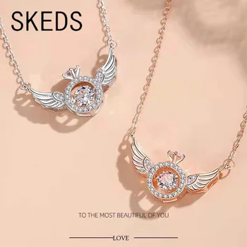 SKEDS, корейский стиль, крылья Ангела, ожерелье со стразами для женщин, модная простая цепочка, Элегантные ювелирные изделия, свадебное колье, ожерелье