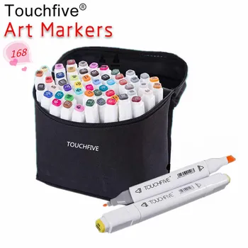 TOUCHFIVE Опционально подходящие по цвету художественные маркеры Кисть для рисования фломастерами на спиртовой основе, ручки для рисования манги с двумя головками, художественные принадлежности