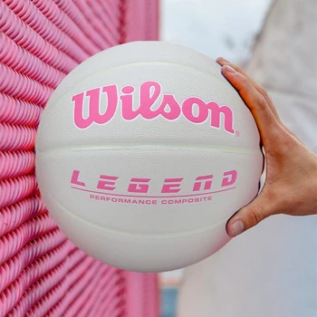 Wilson LEGEND Розово-белый Двусторонний Контрастный цвет PU Износостойкий Тренировочный мяч для баскетбольного матча в помещении и на открытом воздухе Размер 6