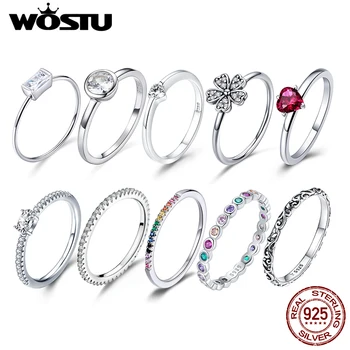 WOSTU Аутентичные кольца на палец из стерлингового серебра 925 пробы Forever Clear CZ Circle, женские свадебные ювелирные украшения, дропшиппинг, подарок