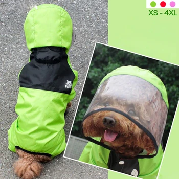 XS-4XL Дождевик для собак, прозрачный комбинезон с капюшоном, непромокаемое пальто для маленьких, средних и крупных собак, куртка для кошек, товары для домашних животных